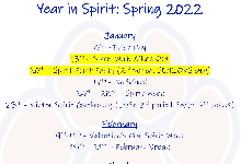 [flyer: Spring Spirit Schedule]