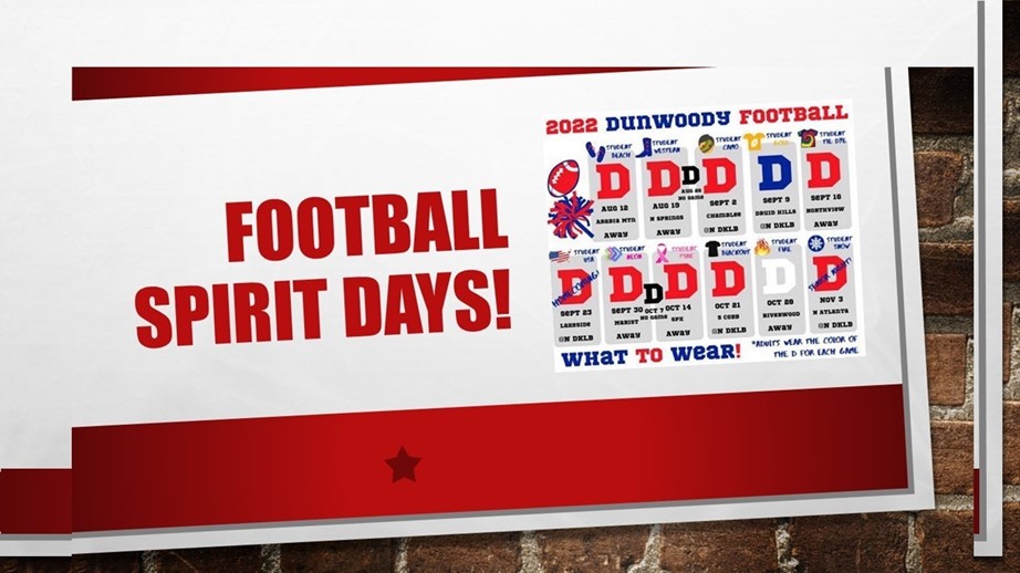 [flyer: Football Spirit Days]